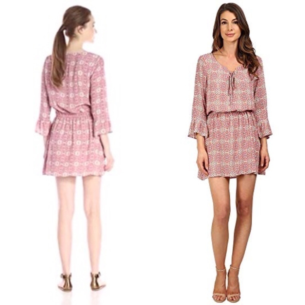 Sanctuary Marrakesh Lace-Up Dress Bell Sleeve S